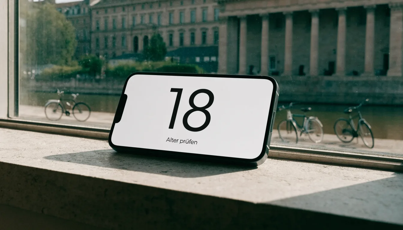 Ein Gebäude mit steinernen Säulen steht an einem Flussufer an einem klaren Morgen, davor lehnen einige Fahrräder.