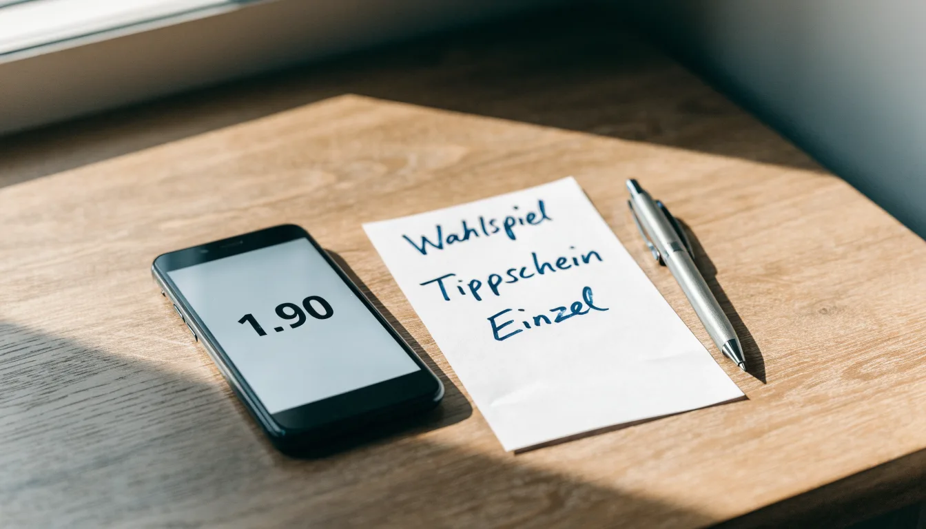 Eine Münze steht aufrecht auf der Kante eines Holztisches, der Hintergrund liegt in weicher Unschärfe
